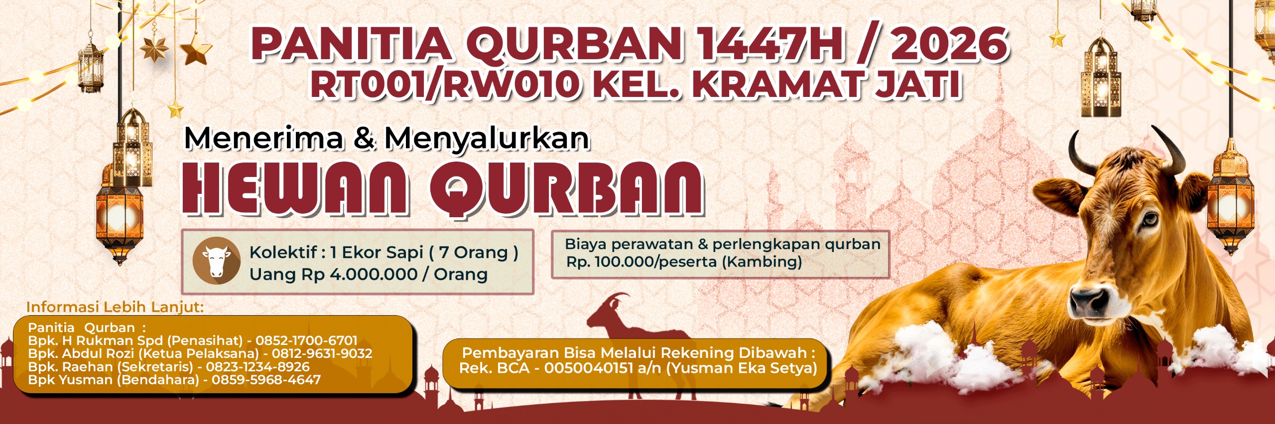 Poster Resmi Panitia Qurban 1447H RT 001/010 Kelurahan Kramat Jati